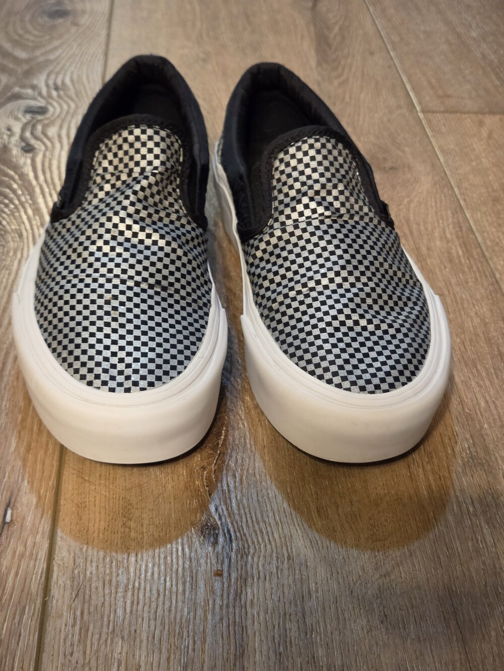 Vans Classic Slip-On Platform Sparkle Check Sequin Glitter Sneakers W 7.5 M 6